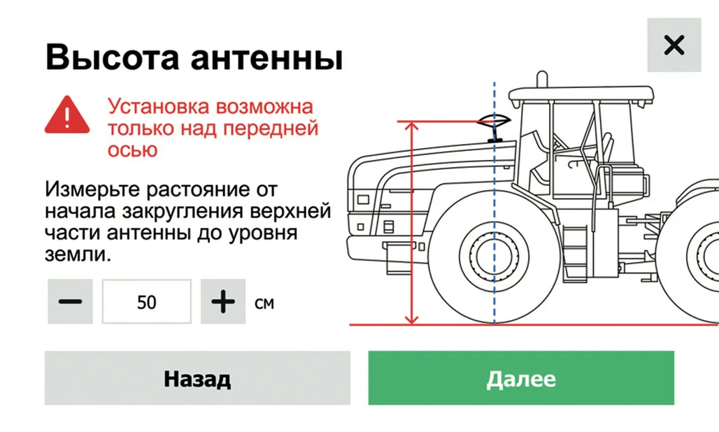 Рисунок 46. Профиль техники. Высота антенны
